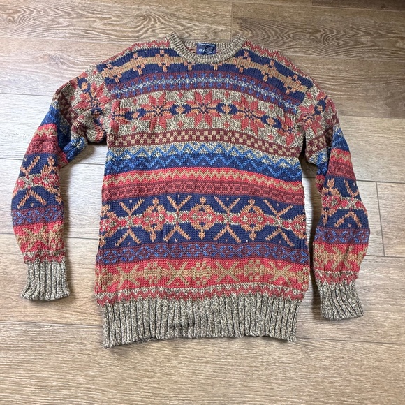 GANT Vintage Hand Framed Crewneck Sweater Brown Size M Patterned 90's - Picture 1 of 11